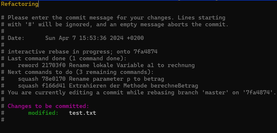 Bild - git reword commit