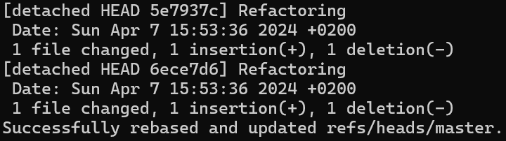 Bild - git squash result log