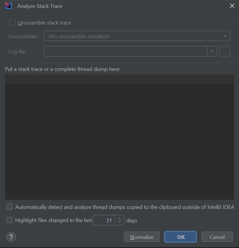 Bild - Analyze Stacktrace Window